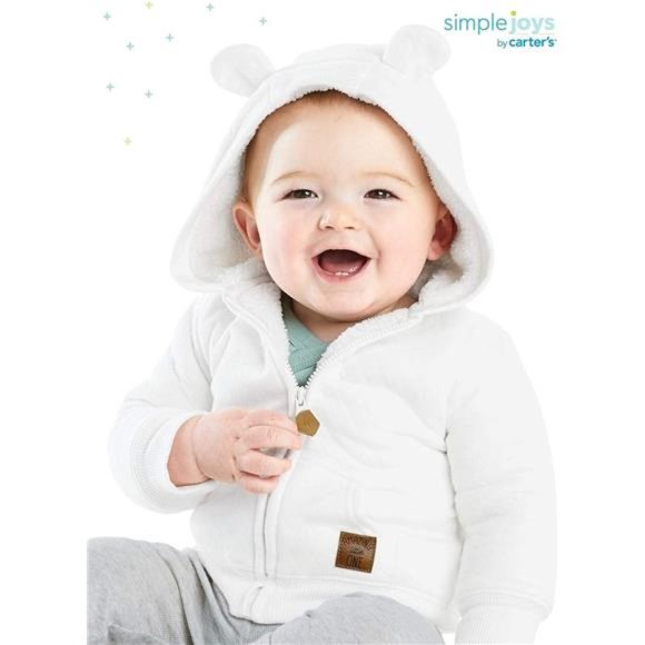Simple Joys by Carter's Unisex Babies' Hooded Sweater Jacket with Sherpa Lining - Picture 2 of 3